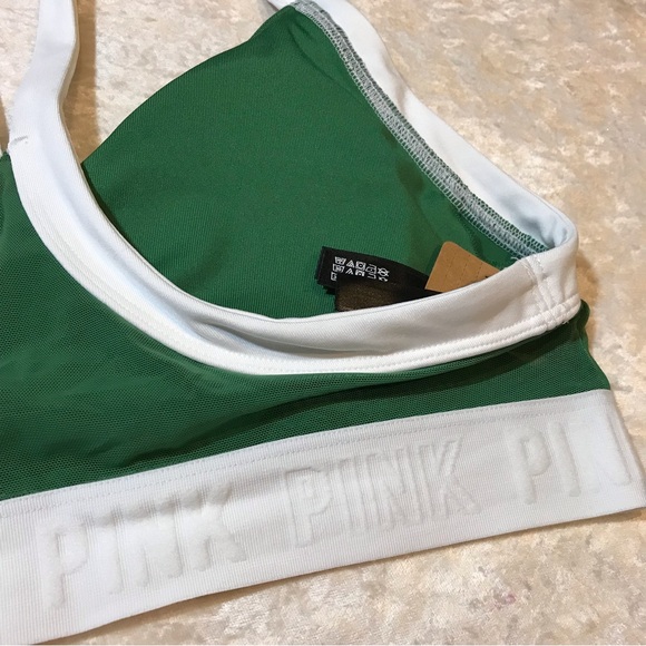 NEW Victoria’s Secret Ultimate Lightly Lined Sports Bra Green w/White Trim Gym M - Picture 5 of 11